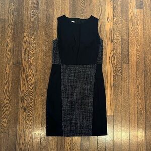 Akris Punto Black Dress with Black and white Woven Side and Front Panel